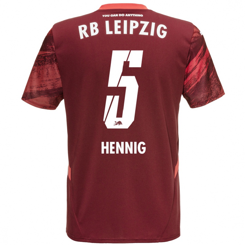 Kinder Fußball Lenny Hennig #5 Burgunderrot Auswärtstrikot Trikot 2024/25 T-Shirt Luxemburg