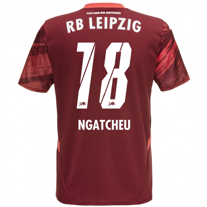 Kinder Fußball Yohan Ngatcheu #18 Burgunderrot Auswärtstrikot Trikot 2024/25 T-Shirt Luxemburg