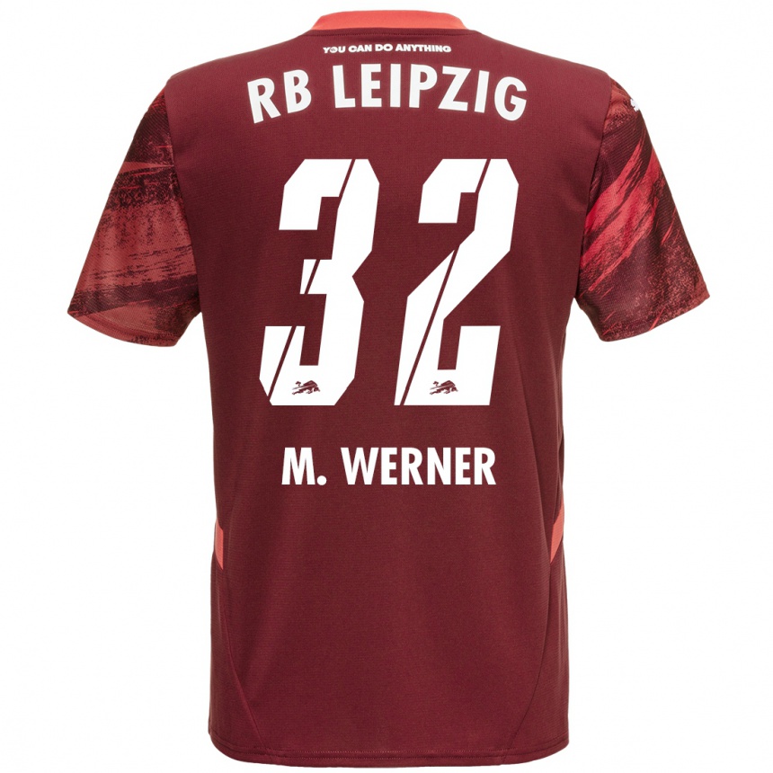 Kinder Fußball Mia Werner #32 Burgunderrot Auswärtstrikot Trikot 2024/25 T-Shirt Luxemburg