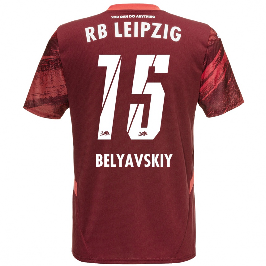 Kinder Fußball David Belyavskiy #15 Burgunderrot Auswärtstrikot Trikot 2024/25 T-Shirt Luxemburg