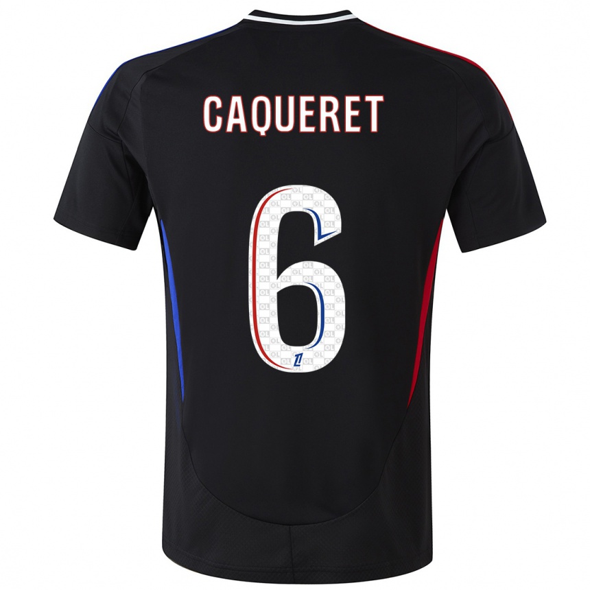 Kinder Fußball Maxence Caqueret #6 Schwarz Auswärtstrikot Trikot 2024/25 T-Shirt Luxemburg