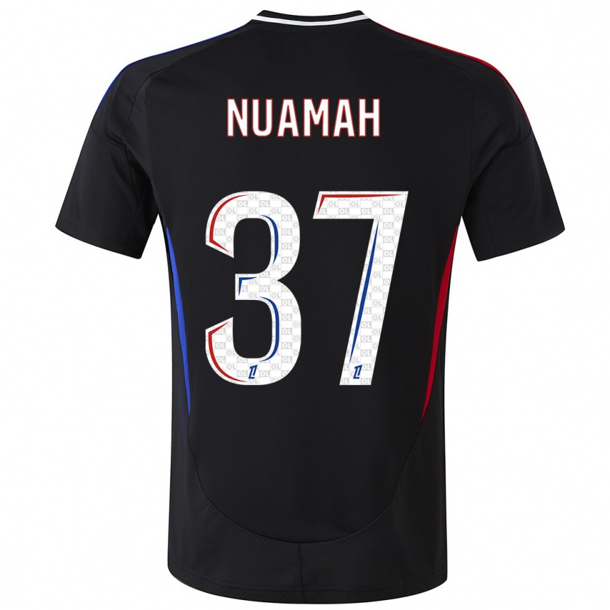 Kinder Fußball Ernest Nuamah #37 Schwarz Auswärtstrikot Trikot 2024/25 T-Shirt Luxemburg