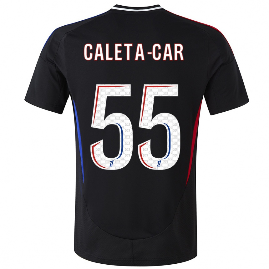 Kinder Fußball Duje Caleta-Car #55 Schwarz Auswärtstrikot Trikot 2024/25 T-Shirt Luxemburg