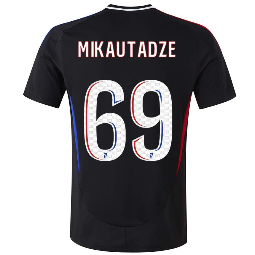 Kinder Fußball Georges Mikautadze #69 Schwarz Auswärtstrikot Trikot 2024/25 T-Shirt Luxemburg