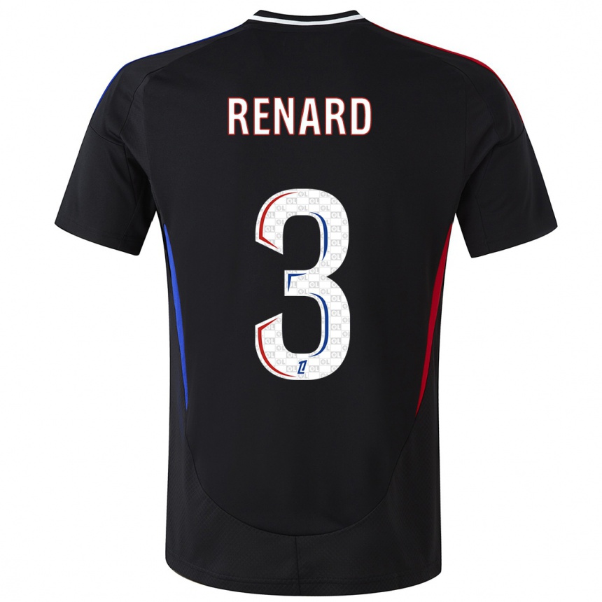 Kinder Fußball Wendie Renard #3 Schwarz Auswärtstrikot Trikot 2024/25 T-Shirt Luxemburg