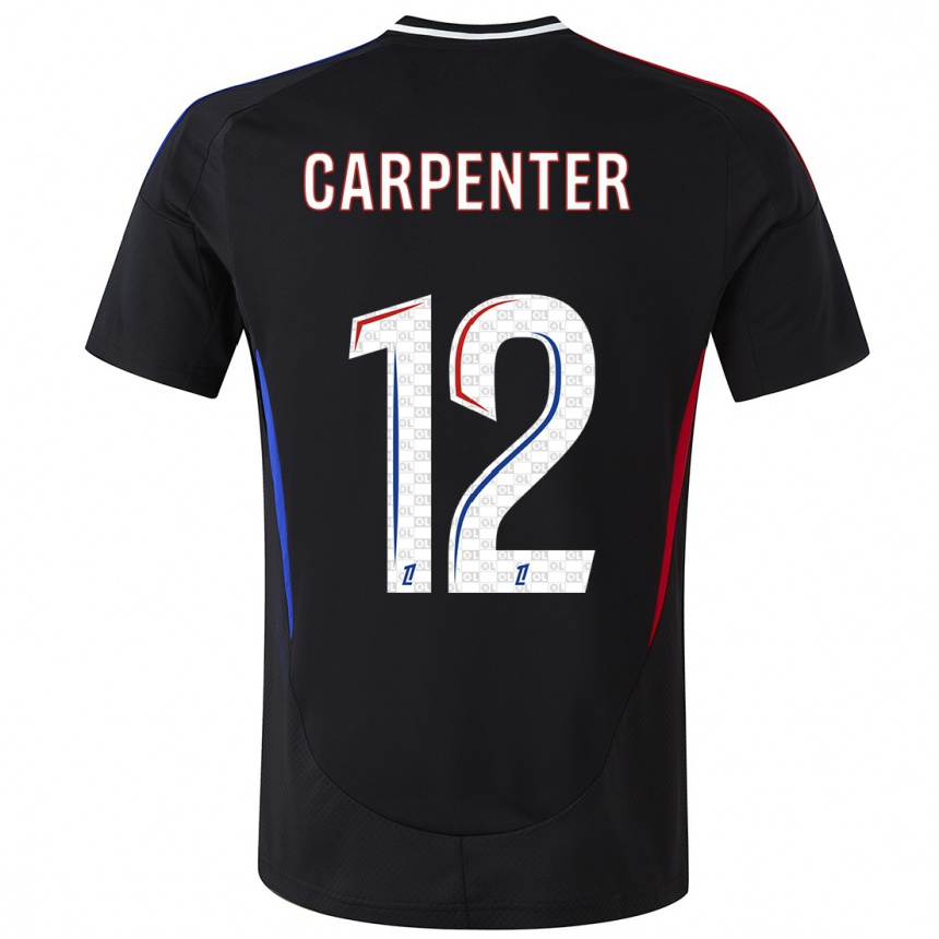 Kinder Fußball Ellie Carpenter #12 Schwarz Auswärtstrikot Trikot 2024/25 T-Shirt Luxemburg