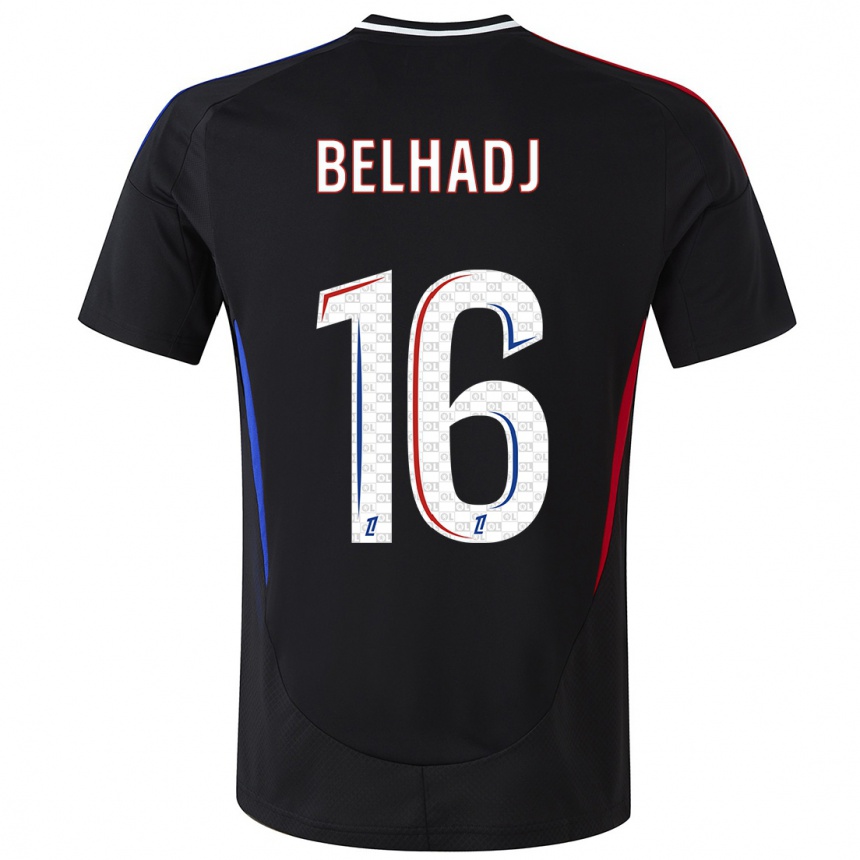 Kinder Fußball Féerine Belhadj #16 Schwarz Auswärtstrikot Trikot 2024/25 T-Shirt Luxemburg