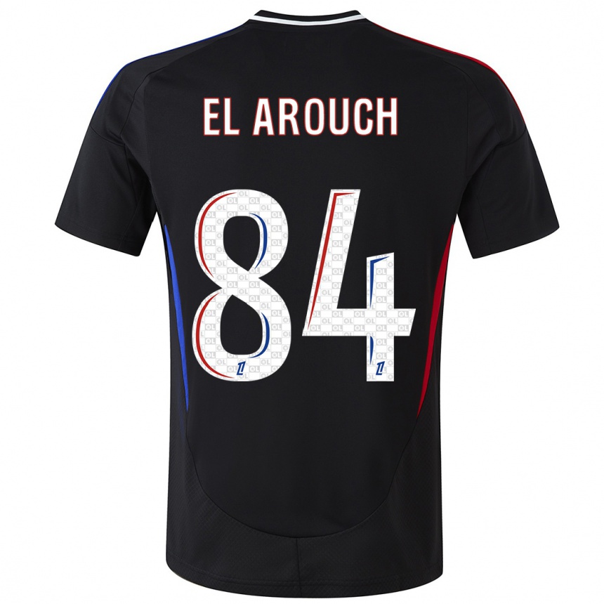 Kinder Fußball Mohamed El Arouch #84 Schwarz Auswärtstrikot Trikot 2024/25 T-Shirt Luxemburg