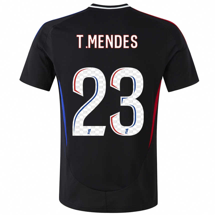 Kinder Fußball Thiago Mendes #23 Schwarz Auswärtstrikot Trikot 2024/25 T-Shirt Luxemburg