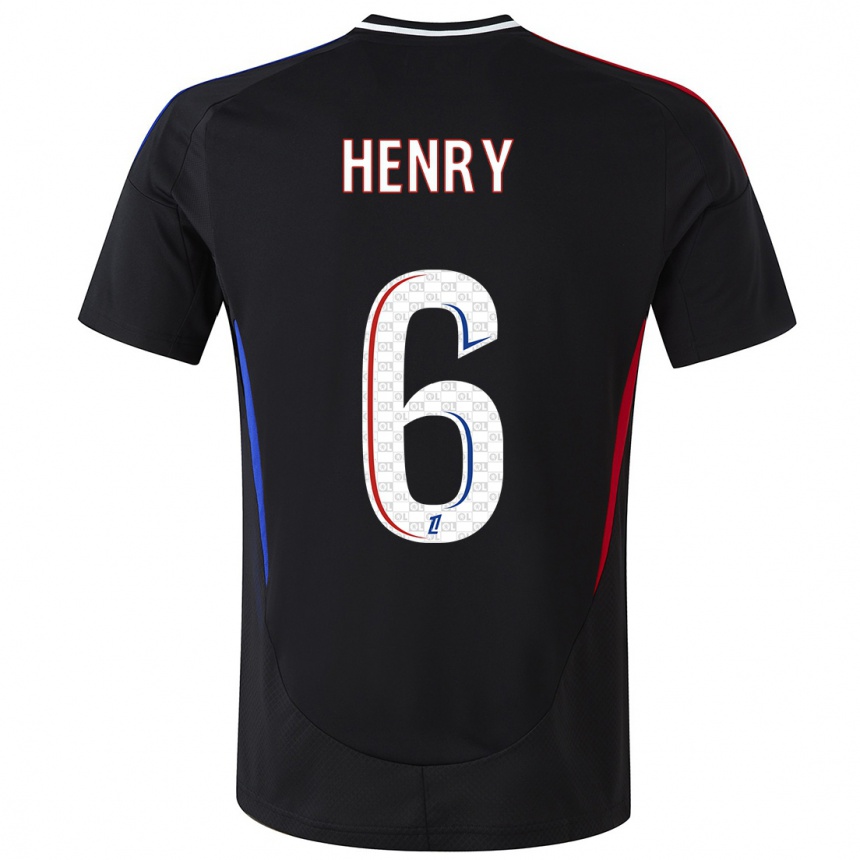 Kinder Fußball Amandine Henry #6 Schwarz Auswärtstrikot Trikot 2024/25 T-Shirt Luxemburg