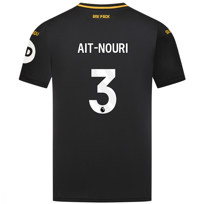 Kinder Fußball Rayan Aït-Nouri #3 Schwarz Auswärtstrikot Trikot 2024/25 T-Shirt Luxemburg