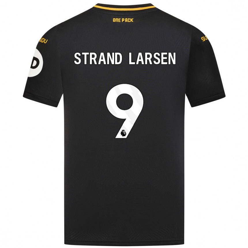 Kinder Fußball Jørgen Strand Larsen #9 Schwarz Auswärtstrikot Trikot 2024/25 T-Shirt Luxemburg