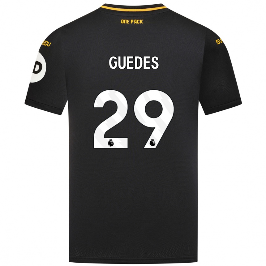 Kinder Fußball Gonçalo Guedes #29 Schwarz Auswärtstrikot Trikot 2024/25 T-Shirt Luxemburg