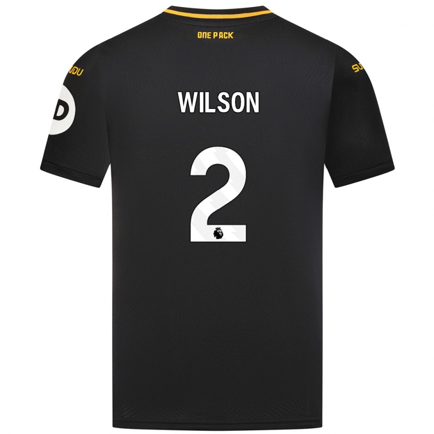 Kinder Fußball Ellie Wilson #2 Schwarz Auswärtstrikot Trikot 2024/25 T-Shirt Luxemburg