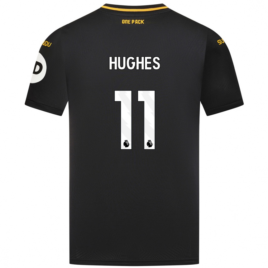 Kinder Fußball Amber Hughes #11 Schwarz Auswärtstrikot Trikot 2024/25 T-Shirt Luxemburg