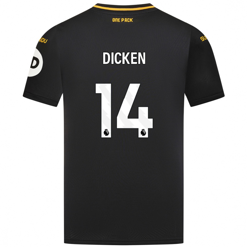 Kinder Fußball Amy Dicken #14 Schwarz Auswärtstrikot Trikot 2024/25 T-Shirt Luxemburg