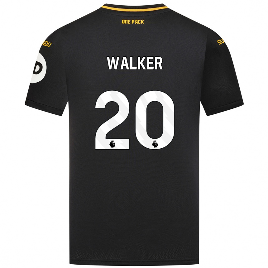 Kinder Fußball Lowri Walker #20 Schwarz Auswärtstrikot Trikot 2024/25 T-Shirt Luxemburg