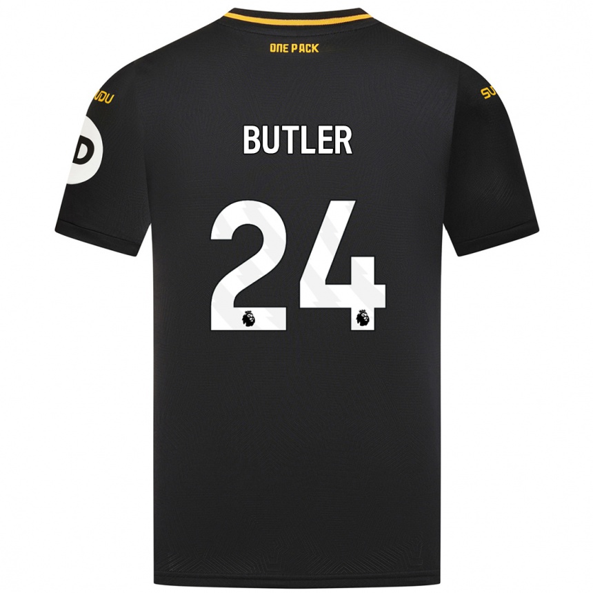 Kinder Fußball Elli Butler #24 Schwarz Auswärtstrikot Trikot 2024/25 T-Shirt Luxemburg