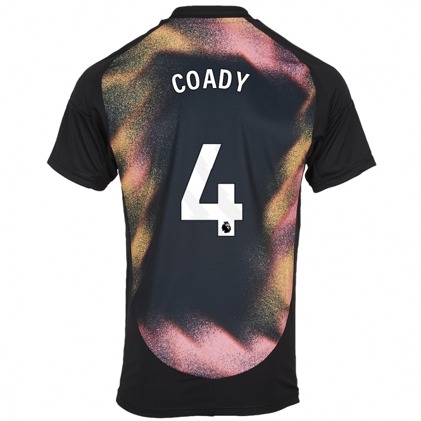 Kinder Fußball Conor Coady #4 Schwarz Weiß Auswärtstrikot Trikot 2024/25 T-Shirt Luxemburg