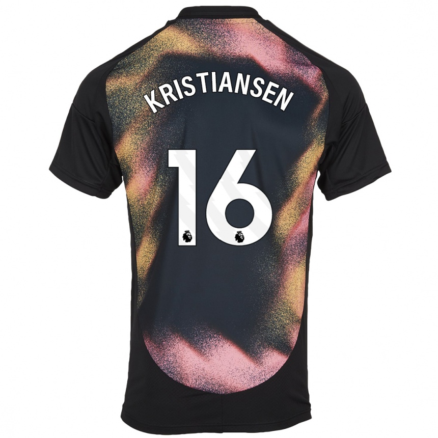 Kinder Fußball Victor Kristiansen #16 Schwarz Weiß Auswärtstrikot Trikot 2024/25 T-Shirt Luxemburg