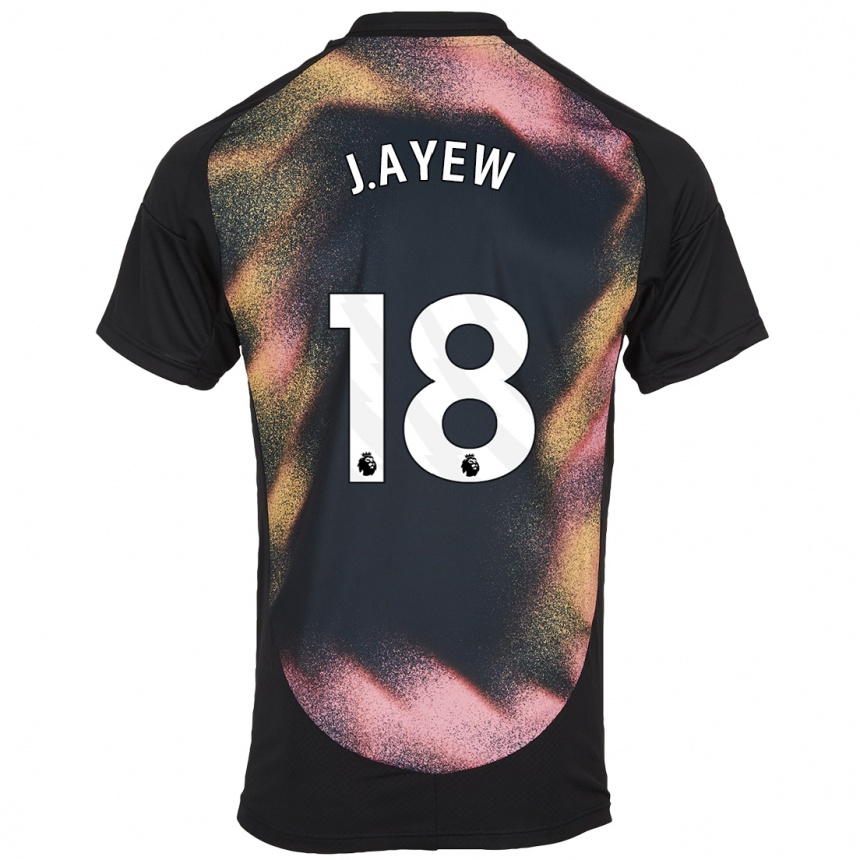 Kinder Fußball Ayew #18 Schwarz Weiß Auswärtstrikot Trikot 2024/25 T-Shirt Luxemburg