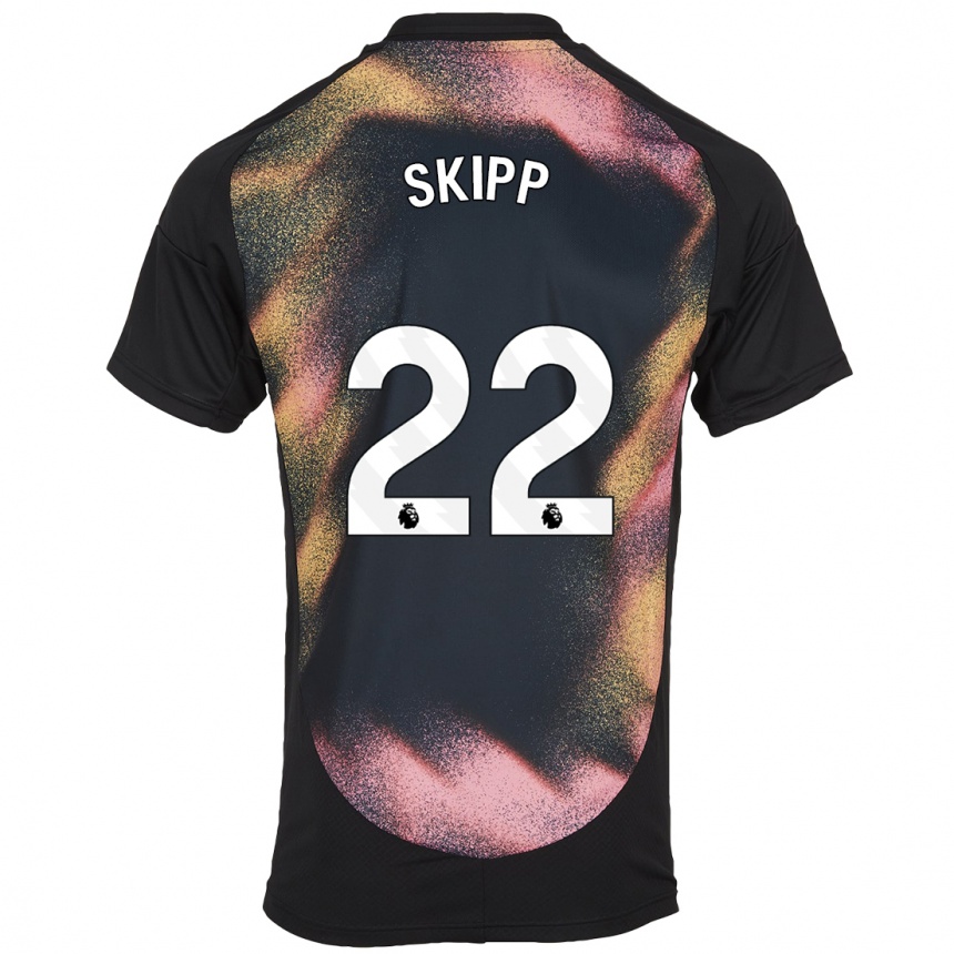 Kinder Fußball Oliver Skipp #22 Schwarz Weiß Auswärtstrikot Trikot 2024/25 T-Shirt Luxemburg