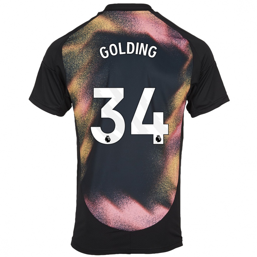 Kinder Fußball Michael Golding #34 Schwarz Weiß Auswärtstrikot Trikot 2024/25 T-Shirt Luxemburg