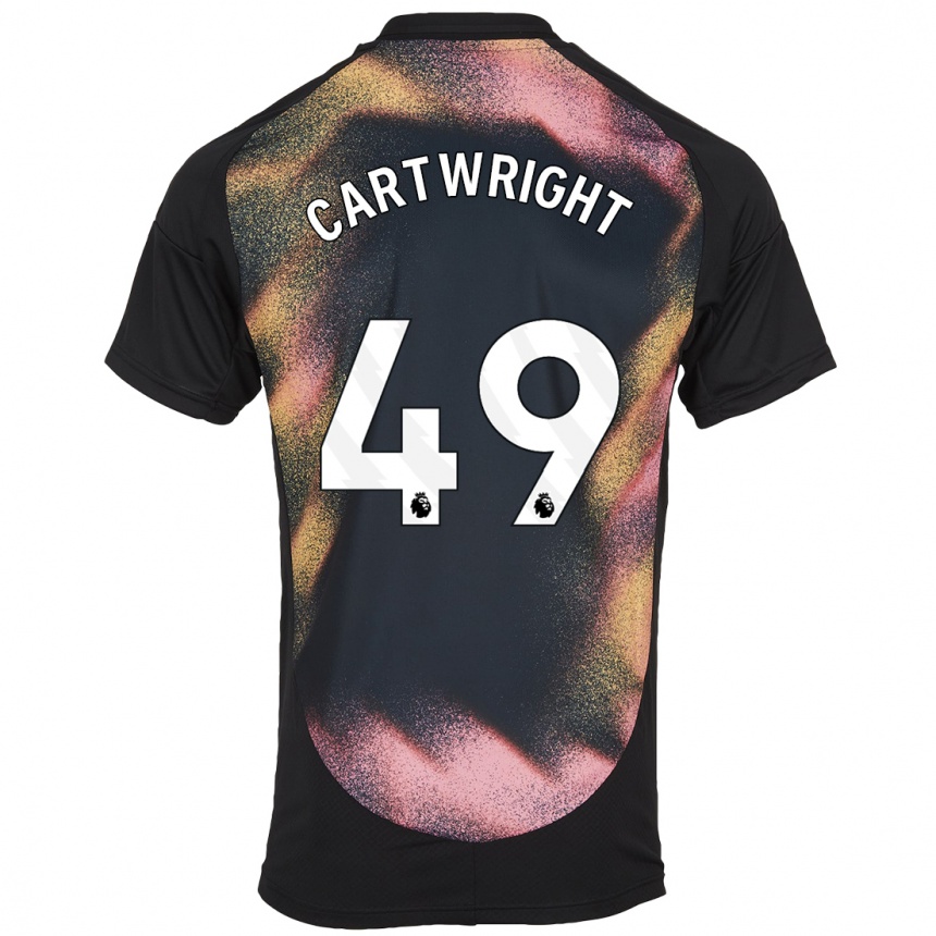 Kinder Fußball Henry Cartwright #49 Schwarz Weiß Auswärtstrikot Trikot 2024/25 T-Shirt Luxemburg