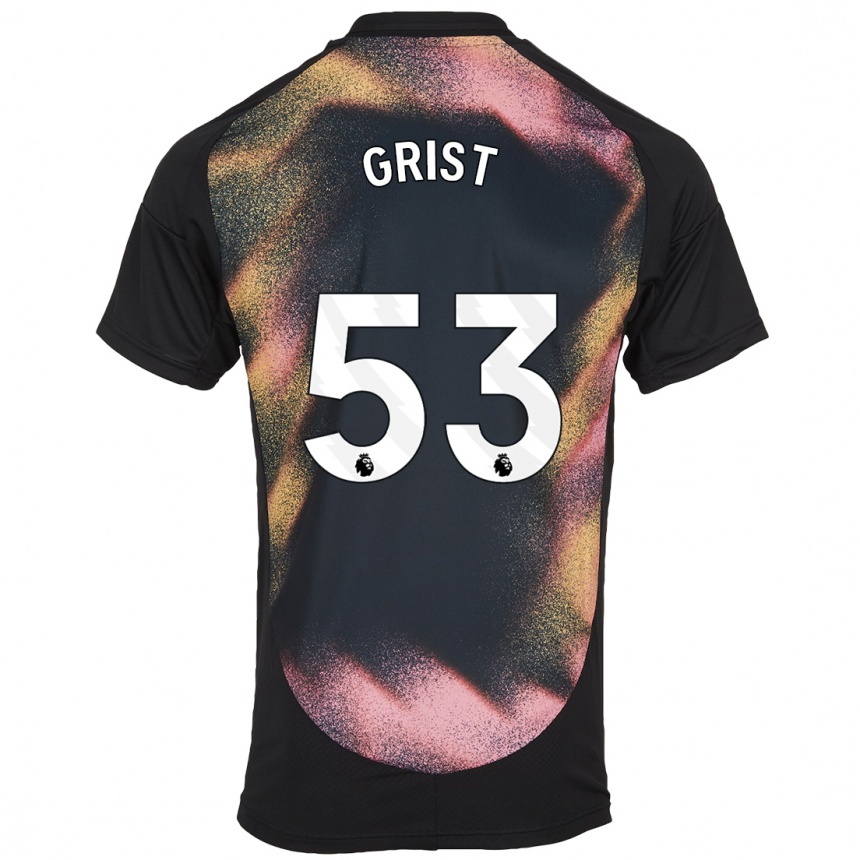 Kinder Fußball Ben Grist #53 Schwarz Weiß Auswärtstrikot Trikot 2024/25 T-Shirt Luxemburg