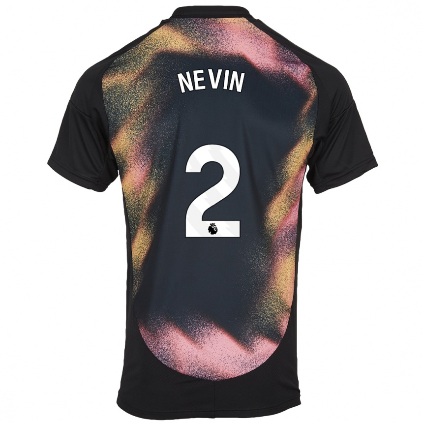 Kinder Fußball Courtney Nevin #2 Schwarz Weiß Auswärtstrikot Trikot 2024/25 T-Shirt Luxemburg