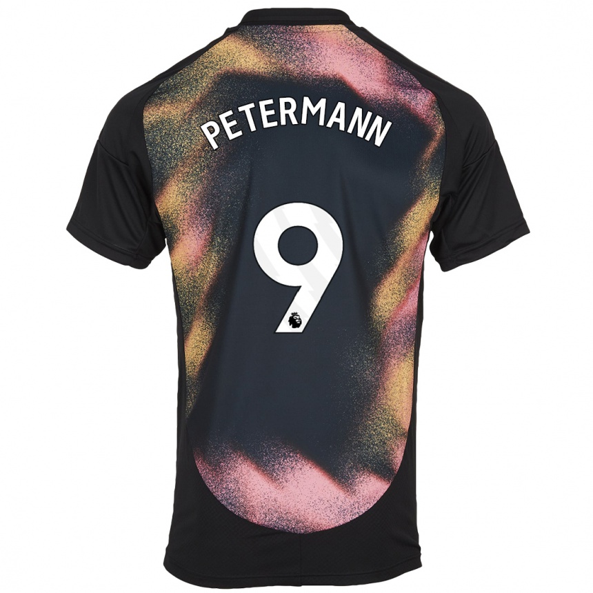 Kinder Fußball Lena Petermann #9 Schwarz Weiß Auswärtstrikot Trikot 2024/25 T-Shirt Luxemburg