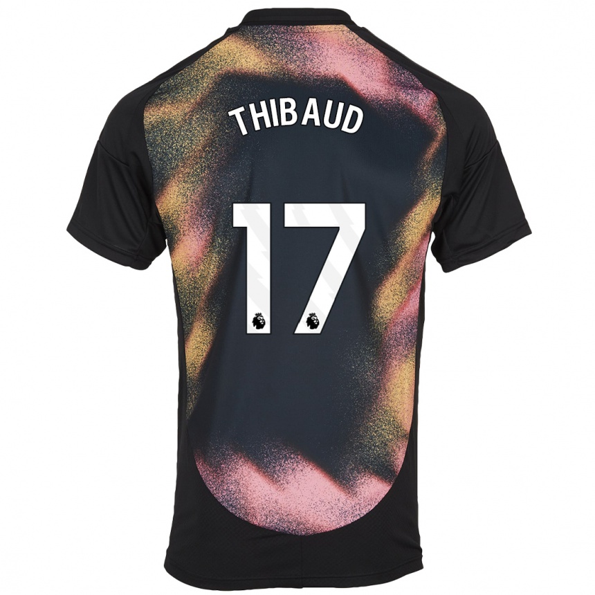 Kinder Fußball Julie Thibaud #17 Schwarz Weiß Auswärtstrikot Trikot 2024/25 T-Shirt Luxemburg