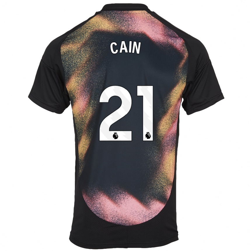 Kinder Fußball Hannah Cain #21 Schwarz Weiß Auswärtstrikot Trikot 2024/25 T-Shirt Luxemburg