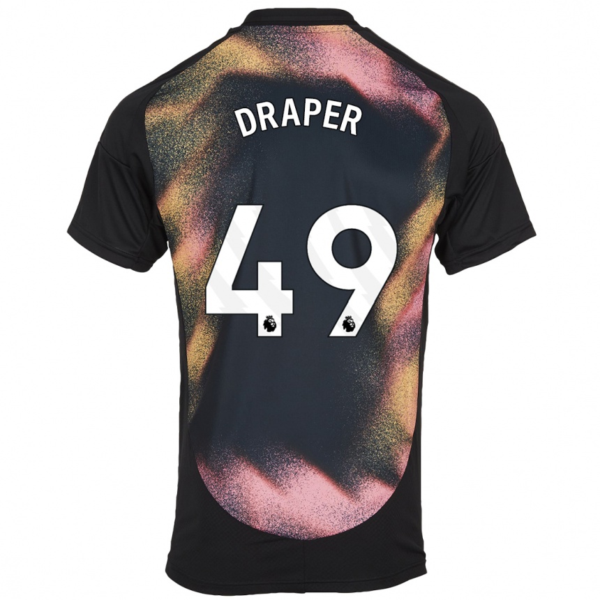 Kinder Fußball Denny Draper #49 Schwarz Weiß Auswärtstrikot Trikot 2024/25 T-Shirt Luxemburg