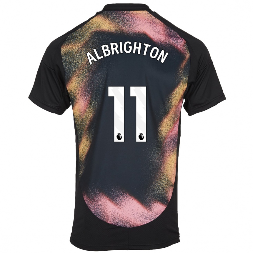 Kinder Fußball Marc Albrighton #11 Schwarz Weiß Auswärtstrikot Trikot 2024/25 T-Shirt Luxemburg