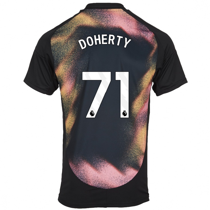 Kinder Fußball Arlo Doherty #71 Schwarz Weiß Auswärtstrikot Trikot 2024/25 T-Shirt Luxemburg