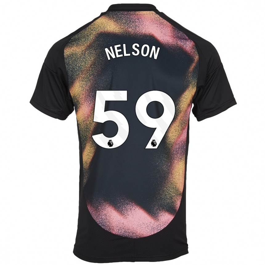 Kinder Fußball Ronny Nelson #59 Schwarz Weiß Auswärtstrikot Trikot 2024/25 T-Shirt Luxemburg