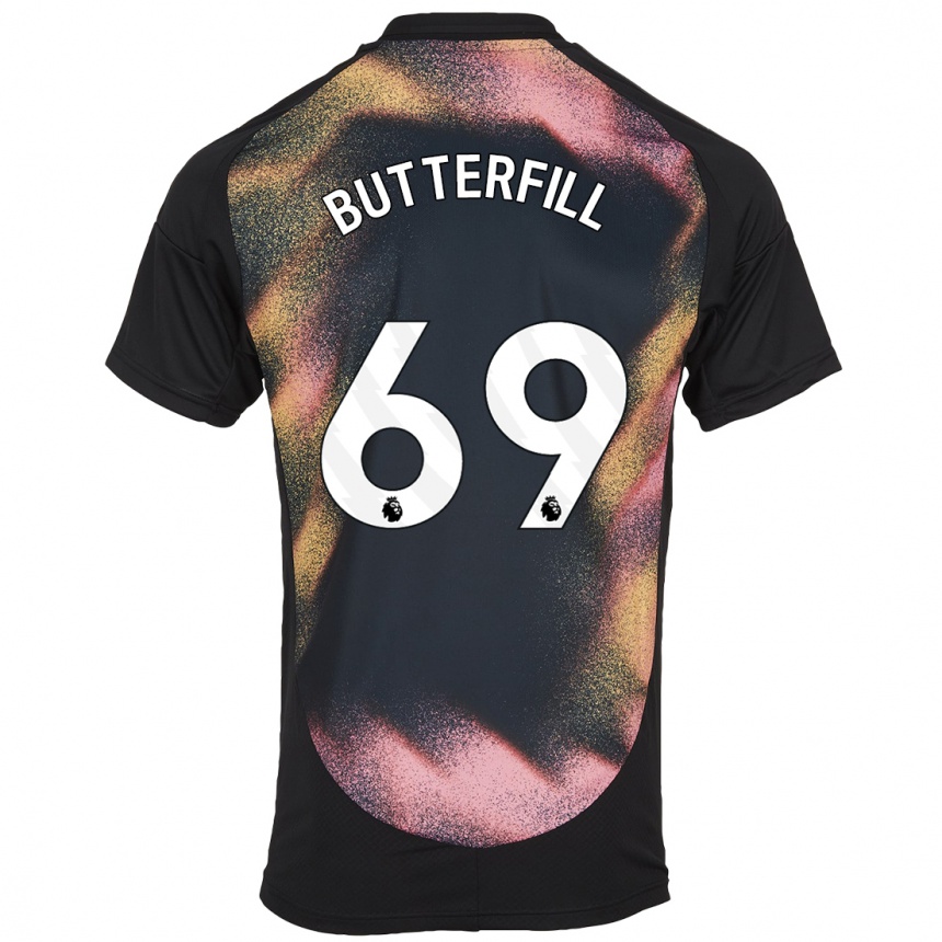 Kinder Fußball Jack Butterfill #69 Schwarz Weiß Auswärtstrikot Trikot 2024/25 T-Shirt Luxemburg