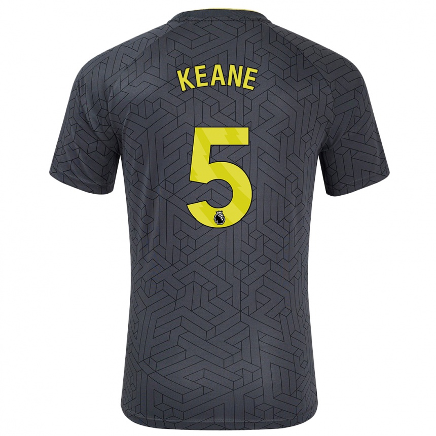 Kinder Fußball Michael Keane #5 Schwarz Gelb Auswärtstrikot Trikot 2024/25 T-Shirt Luxemburg