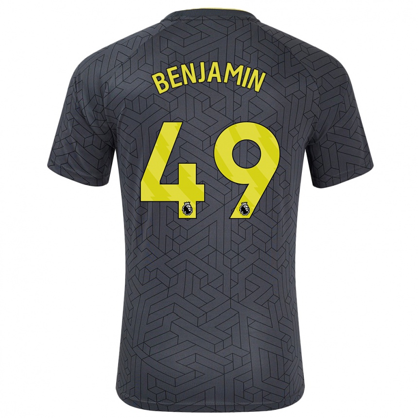 Kinder Fußball Omari Benjamin #49 Schwarz Gelb Auswärtstrikot Trikot 2024/25 T-Shirt Luxemburg