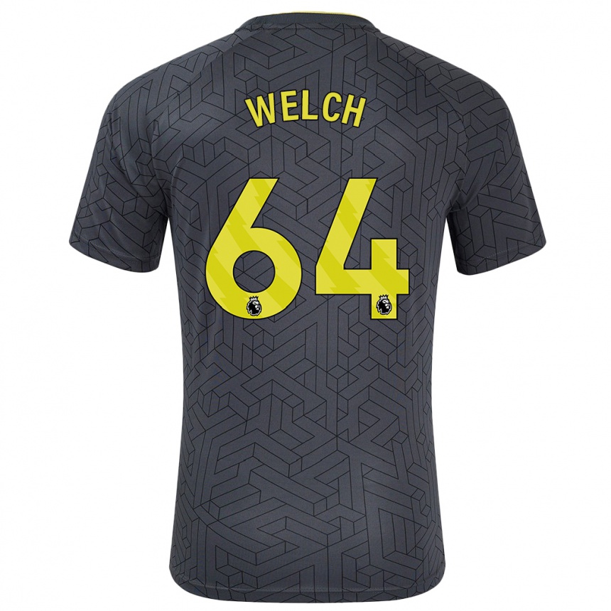 Kinder Fußball Reece Welch #64 Schwarz Gelb Auswärtstrikot Trikot 2024/25 T-Shirt Luxemburg