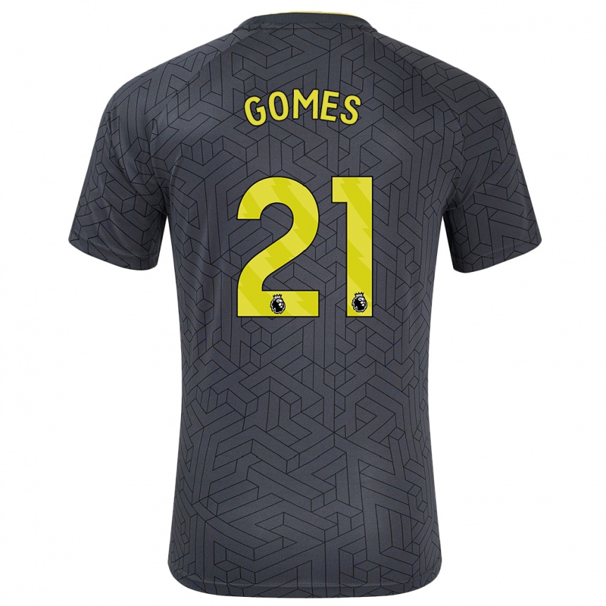 Kinder Fußball André Gomes #21 Schwarz Gelb Auswärtstrikot Trikot 2024/25 T-Shirt Luxemburg