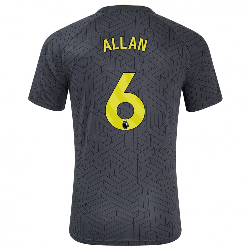 Kinder Fußball Allan #6 Schwarz Gelb Auswärtstrikot Trikot 2024/25 T-Shirt Luxemburg