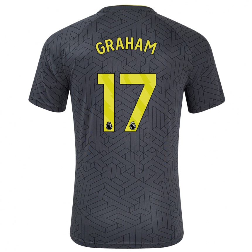 Kinder Fußball Lucy Graham #17 Schwarz Gelb Auswärtstrikot Trikot 2024/25 T-Shirt Luxemburg