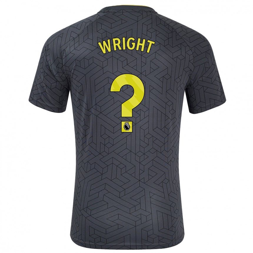 Kinder Fußball Harry Wright #0 Schwarz Gelb Auswärtstrikot Trikot 2024/25 T-Shirt Luxemburg