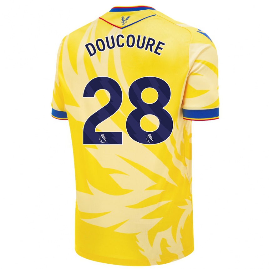 Kinder Fußball Cheick Doucouré #28 Gelb Auswärtstrikot Trikot 2024/25 T-Shirt Luxemburg