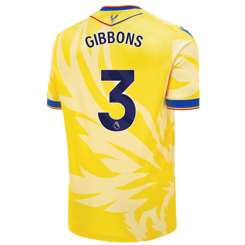 Kinder Fußball Felicity Gibbons #3 Gelb Auswärtstrikot Trikot 2024/25 T-Shirt Luxemburg