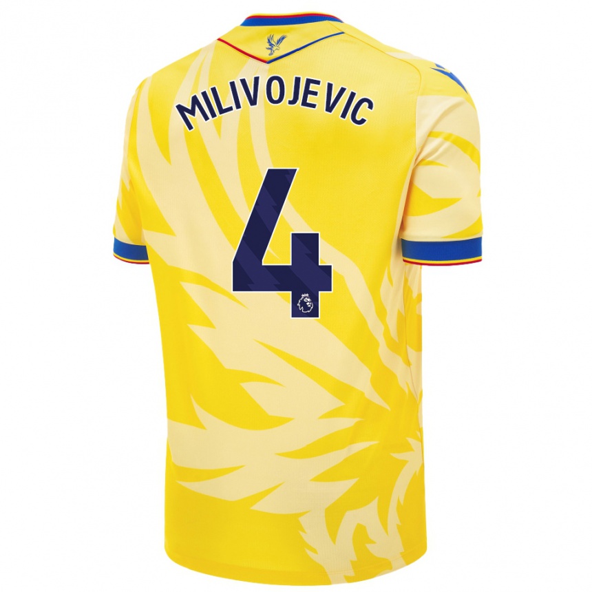 Kinder Fußball Luka Milivojevic #4 Gelb Auswärtstrikot Trikot 2024/25 T-Shirt Luxemburg