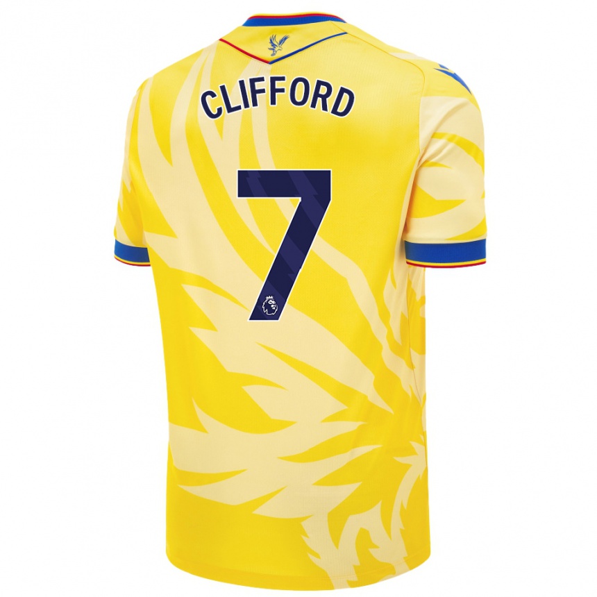 Kinder Fußball Charley Clifford #7 Gelb Auswärtstrikot Trikot 2024/25 T-Shirt Luxemburg