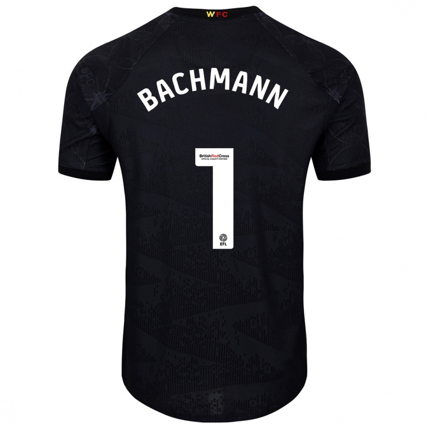 Kinder Fußball Daniel Bachmann #1 Schwarz Weiß Auswärtstrikot Trikot 2024/25 T-Shirt Luxemburg